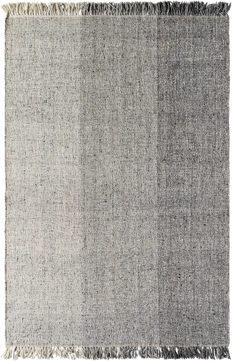 Gray Hand Woven 100% Wool Cottage Rectangle Handmade rug, Indoor use only, no fringe, non-washable.
