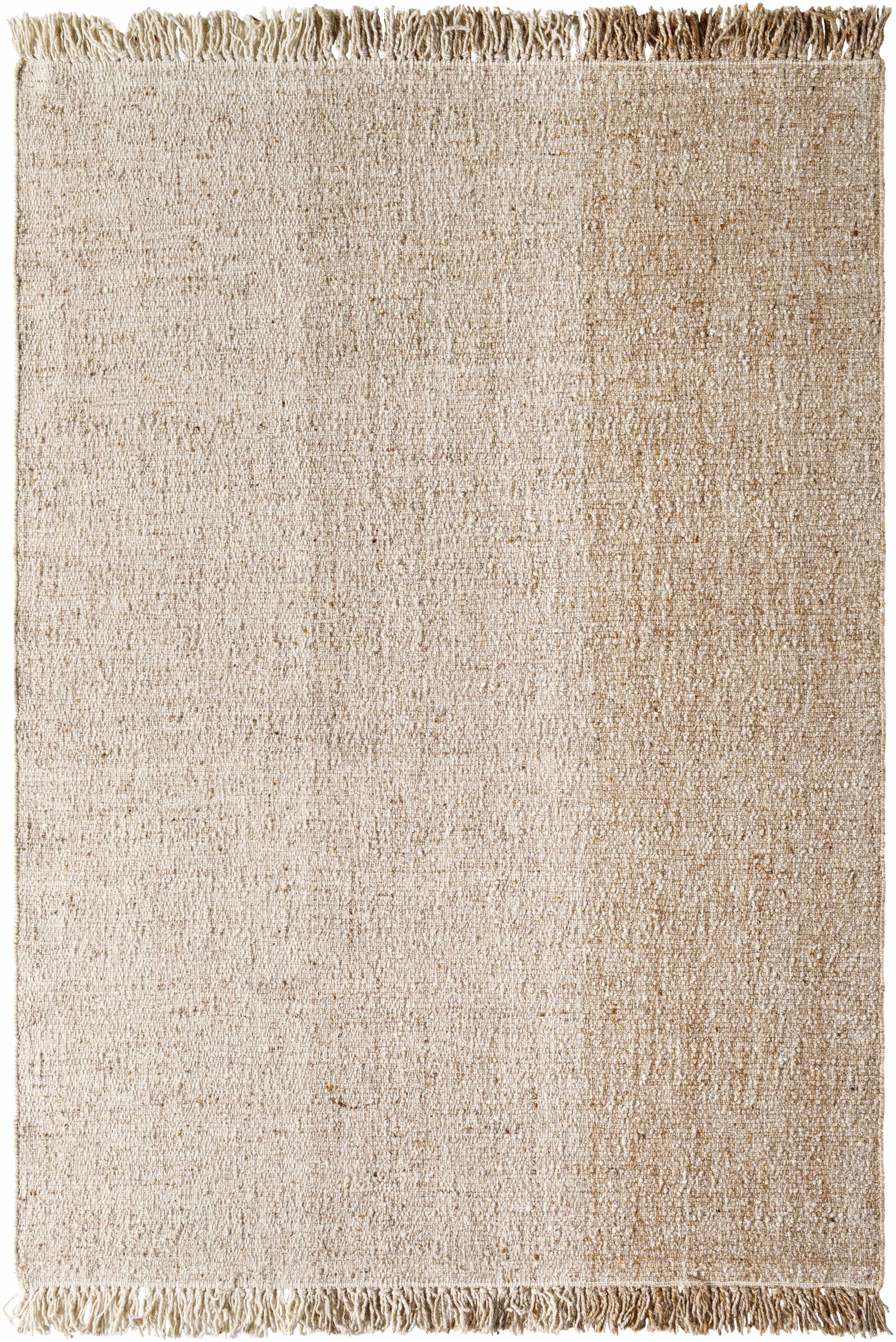 Tan Hand Woven 100% Wool Cottage Rectangle Handmade rug, Indoor use only, no fringe, non-washable.