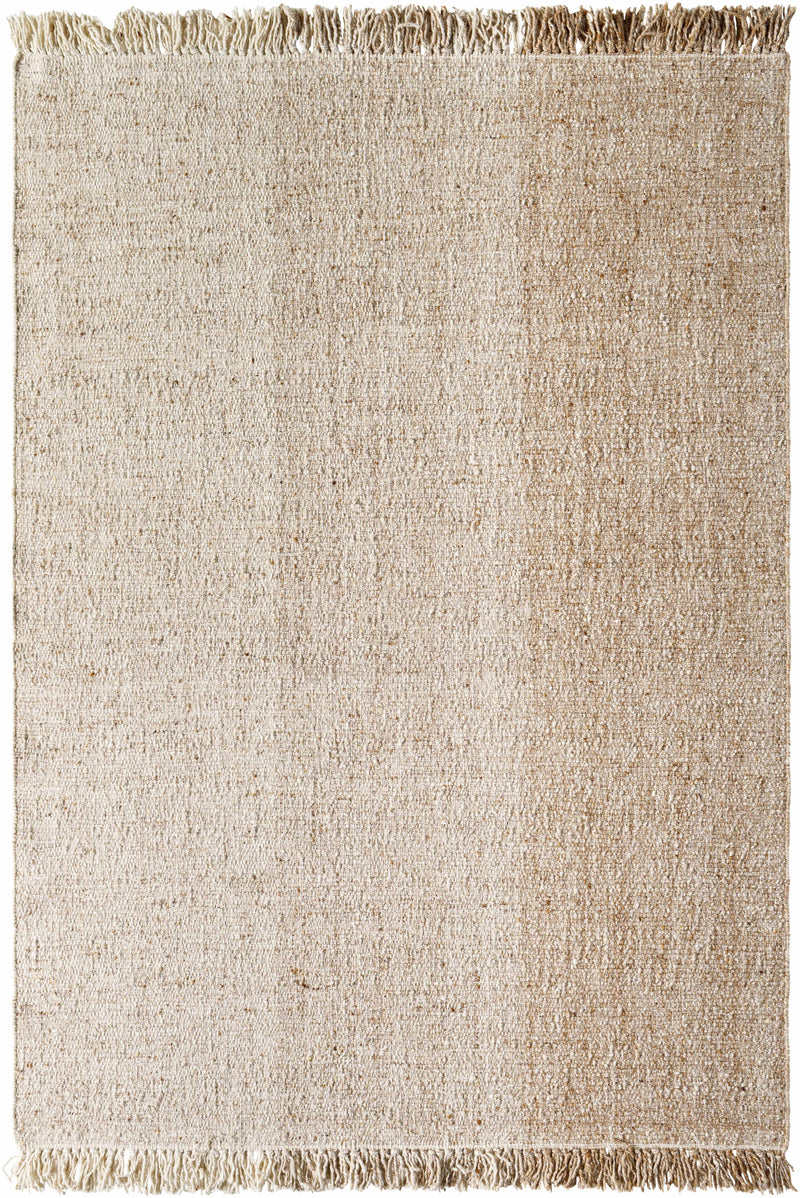 Tan Hand Woven 100% Wool Cottage Rectangle Handmade rug, Indoor use only, no fringe, non-washable.