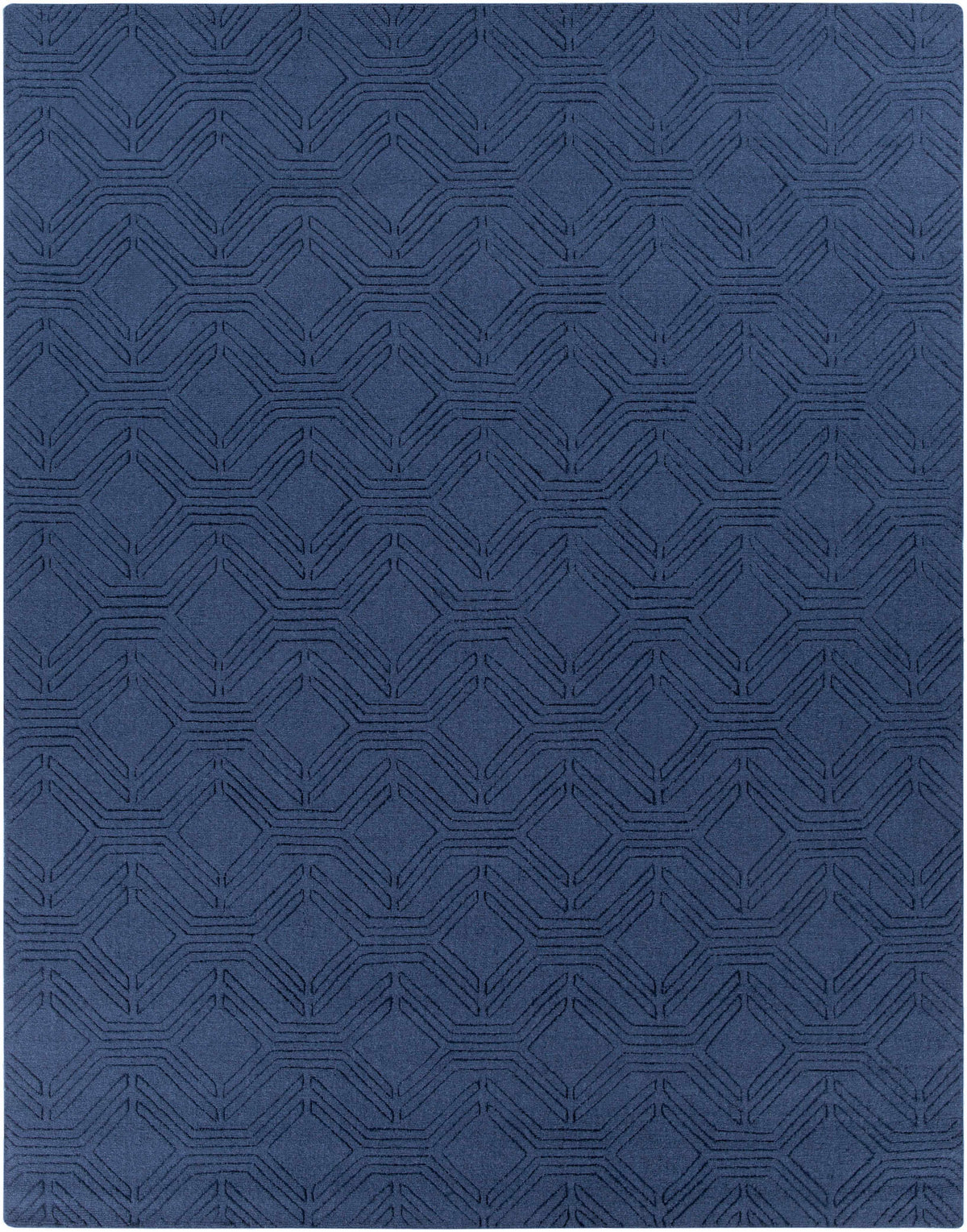 Blue Hand Loomed 100% Wool Modern Rectangle Handmade rug, Indoor use only, no fringe, non-washable.