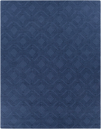 Blue Hand Loomed 100% Wool Modern Rectangle Handmade rug, Indoor use only, no fringe, non-washable.