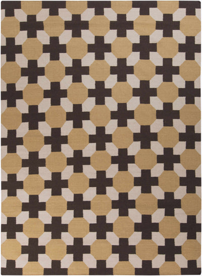 Mustard Hand Woven 100% Wool Modern Rectangle Handmade rug, Indoor use only, no fringe, non-washable.