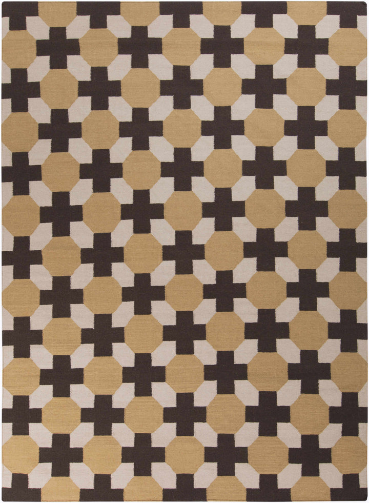 Mustard Hand Woven 100% Wool Modern Rectangle Handmade rug, Indoor use only, no fringe, non-washable.