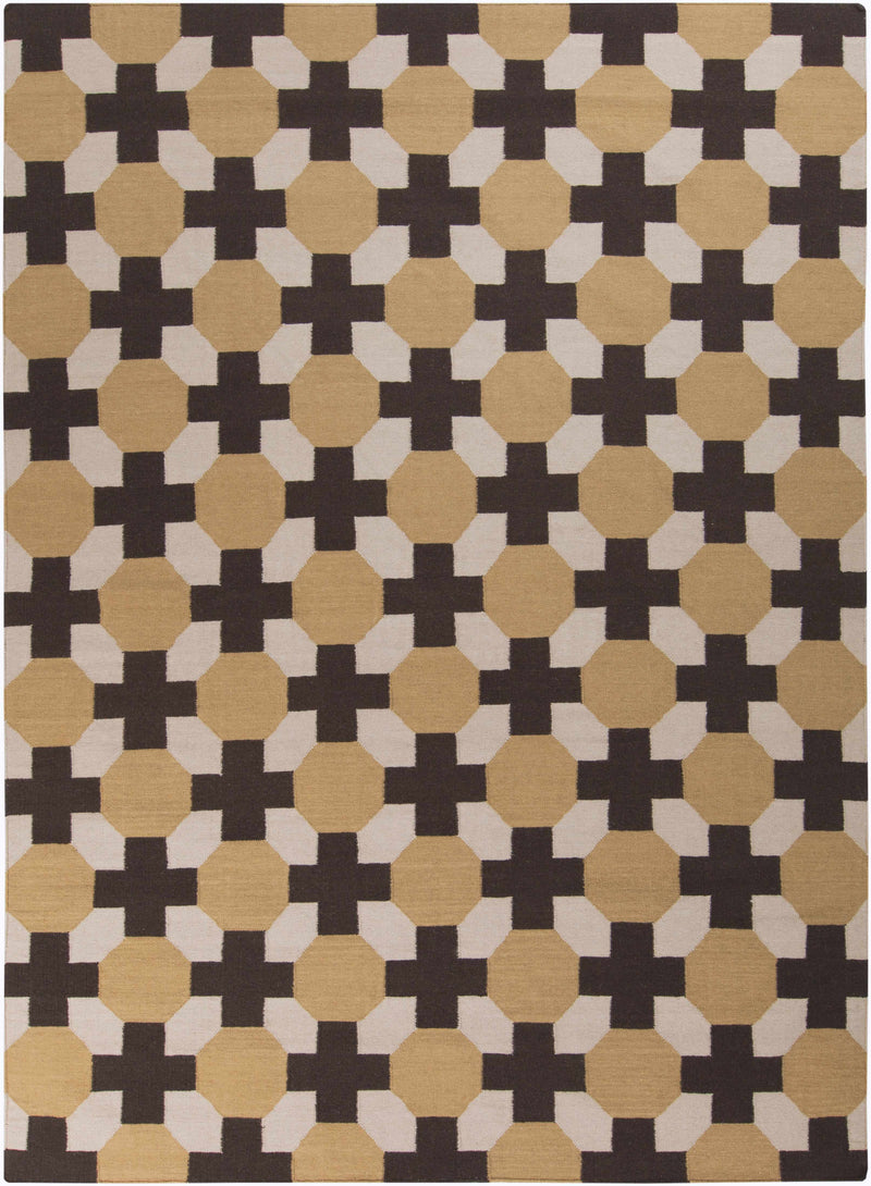 Mustard Hand Woven 100% Wool Modern Rectangle Handmade rug, Indoor use only, no fringe, non-washable.