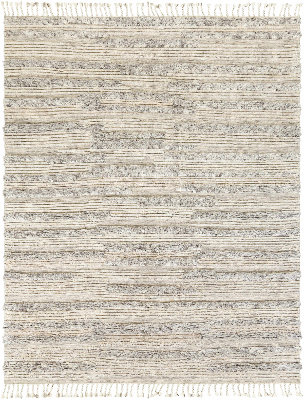 Gray Hand Knotted 100% Wool Global Rectangle Handmade rug, Indoor use only, has fringe, non-washable.