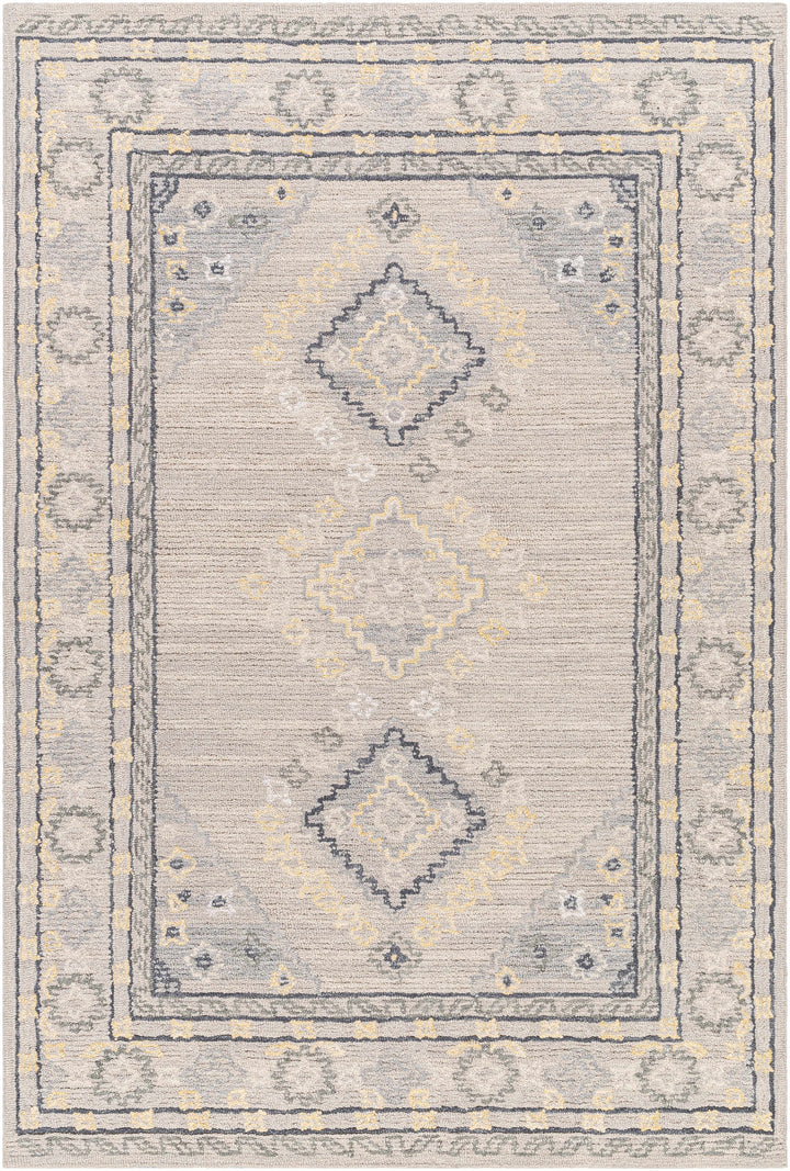 Light Gray Hand Tufted 80% Wool, 20% Cotton Traditional Rectangle Handmade rug, Indoor use only, no fringe, non-washable.