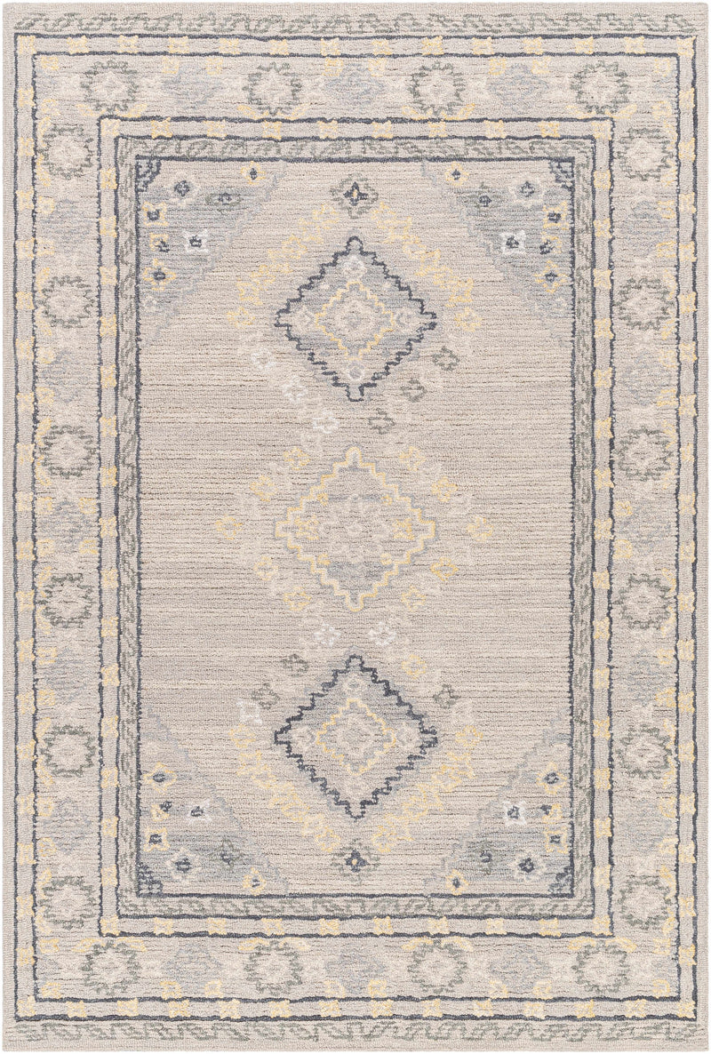 Light Gray Hand Tufted 80% Wool, 20% Cotton Traditional Rectangle Handmade rug, Indoor use only, no fringe, non-washable.