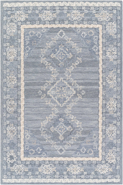 Ivory Hand Tufted 80% Wool, 20% Cotton Traditional Rectangle Handmade rug, Indoor use only, no fringe, non-washable.