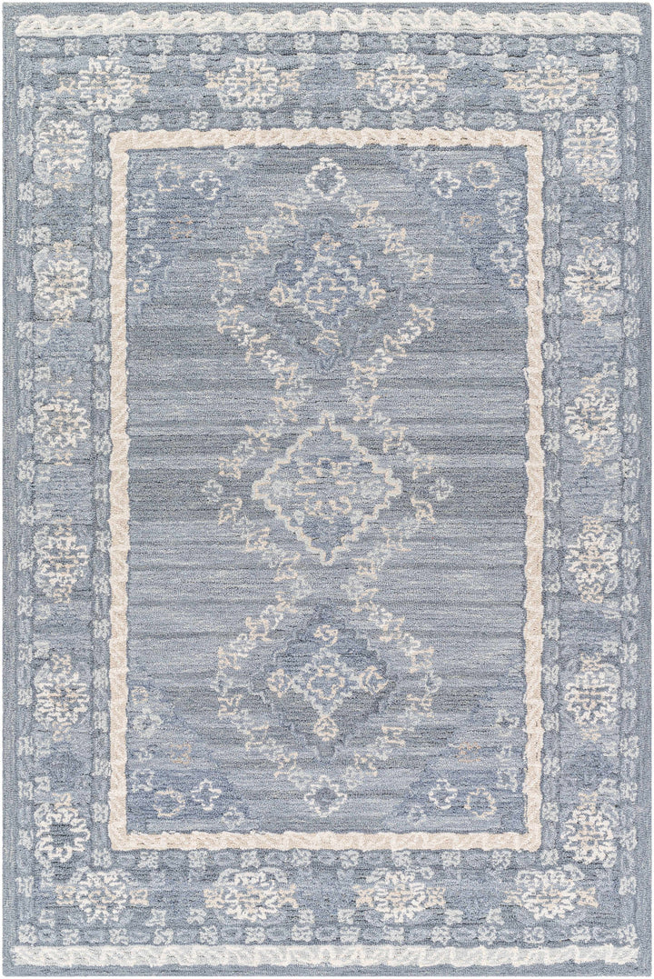 Ivory Hand Tufted 80% Wool, 20% Cotton Traditional Rectangle Handmade rug, Indoor use only, no fringe, non-washable.