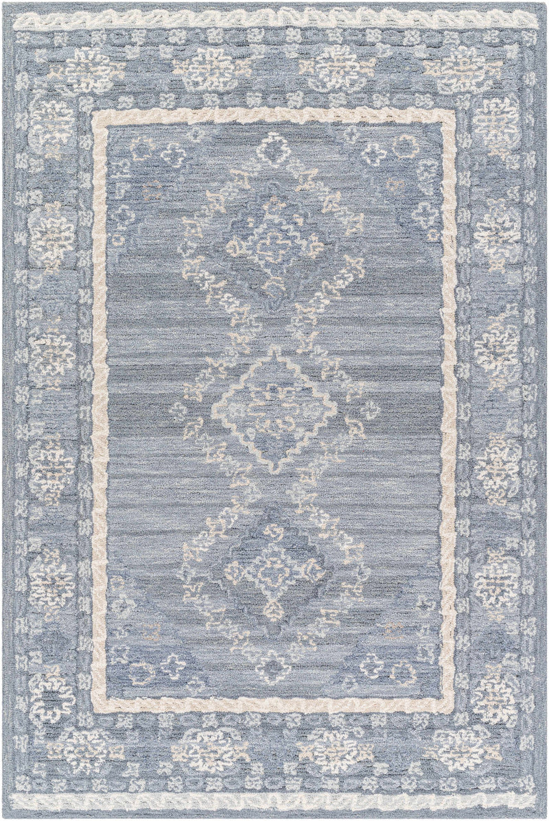 Ivory Hand Tufted 80% Wool, 20% Cotton Traditional Rectangle Handmade rug, Indoor use only, no fringe, non-washable.