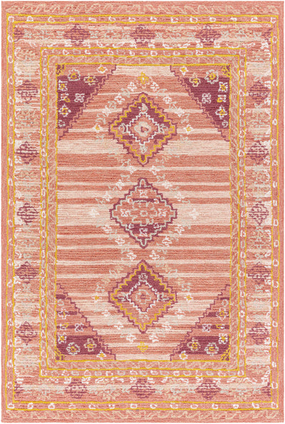 Dusty Coral Hand Tufted 80% Wool, 20% Cotton Traditional Rectangle Handmade rug, Indoor use only, no fringe, non-washable.