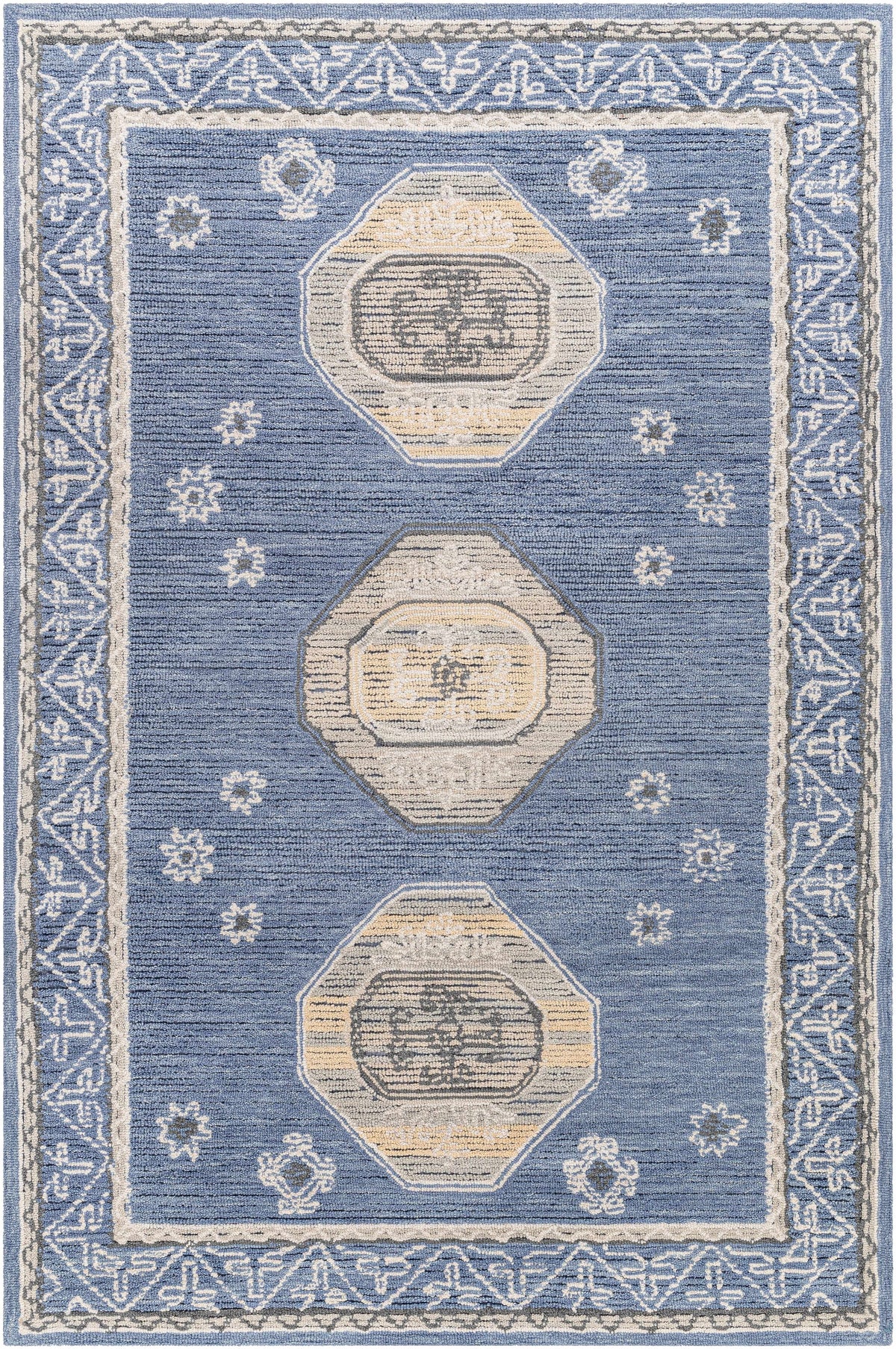 Medium Gray Hand Tufted 80% Wool, 20% Cotton Traditional Rectangle Handmade rug, Indoor use only, no fringe, non-washable.