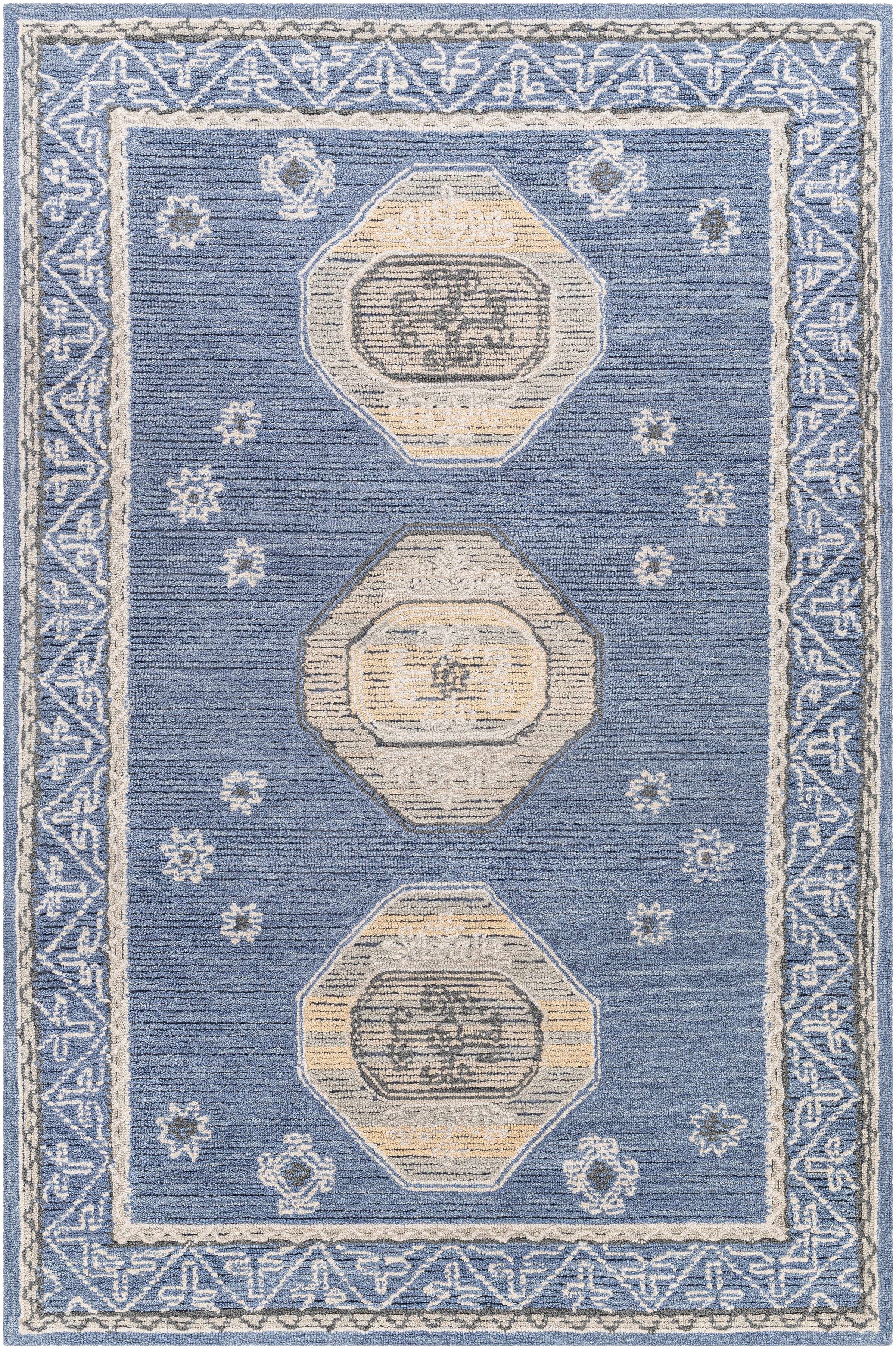 Medium Gray Hand Tufted 80% Wool, 20% Cotton Traditional Rectangle Handmade rug, Indoor use only, no fringe, non-washable.