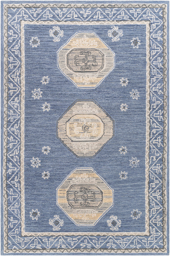 Medium Gray Hand Tufted 80% Wool, 20% Cotton Traditional Rectangle Handmade rug, Indoor use only, no fringe, non-washable.