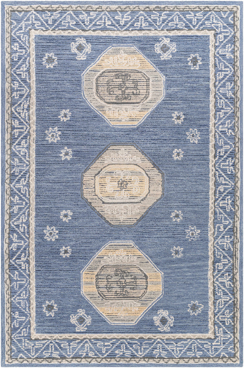 Medium Gray Hand Tufted 80% Wool, 20% Cotton Traditional Rectangle Handmade rug, Indoor use only, no fringe, non-washable.