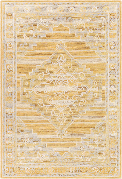 Mustard Hand Tufted 80% Wool, 20% Cotton Traditional Rectangle Handmade rug, Indoor use only, no fringe, non-washable.