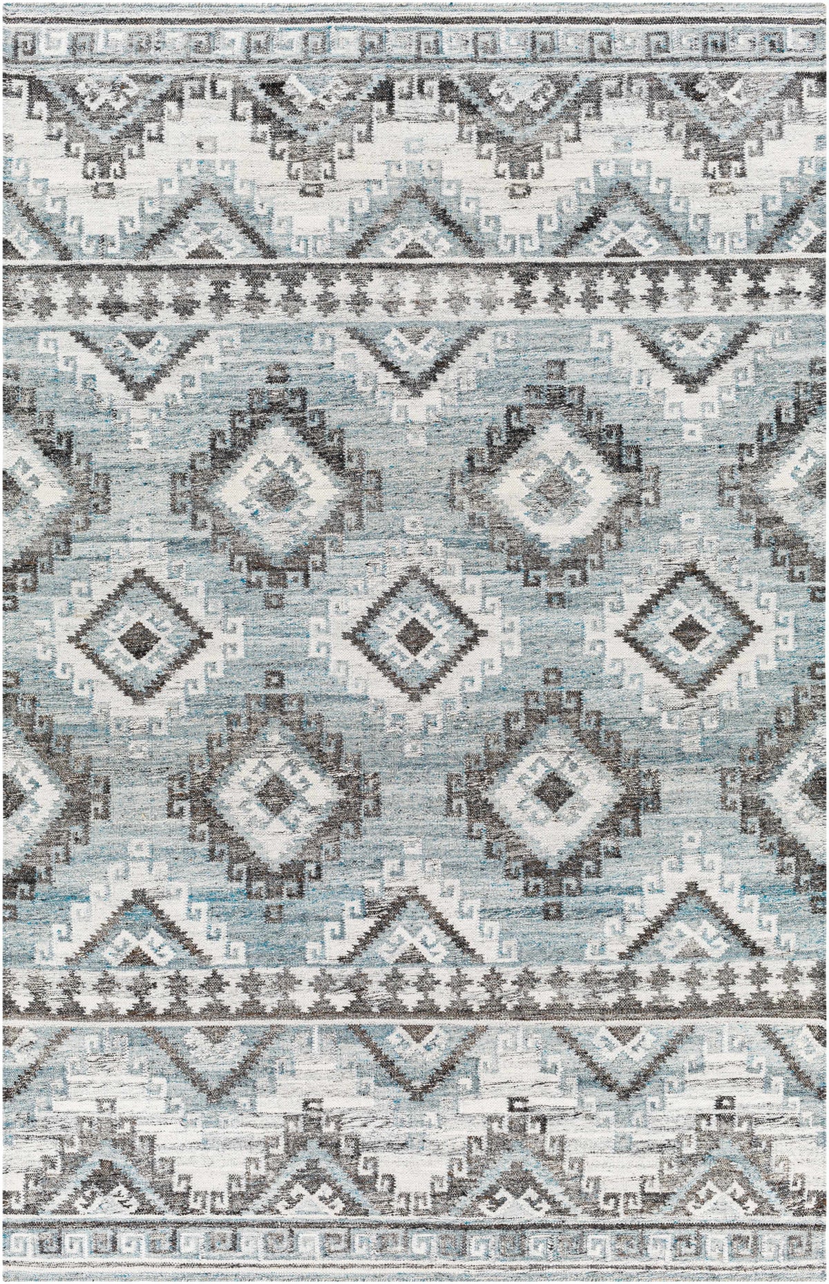 Gray Hand Woven 100% Recycled PET Yarn Rustic Rectangle Handmade rug, Indoor use only, no fringe, non-washable. runner also available