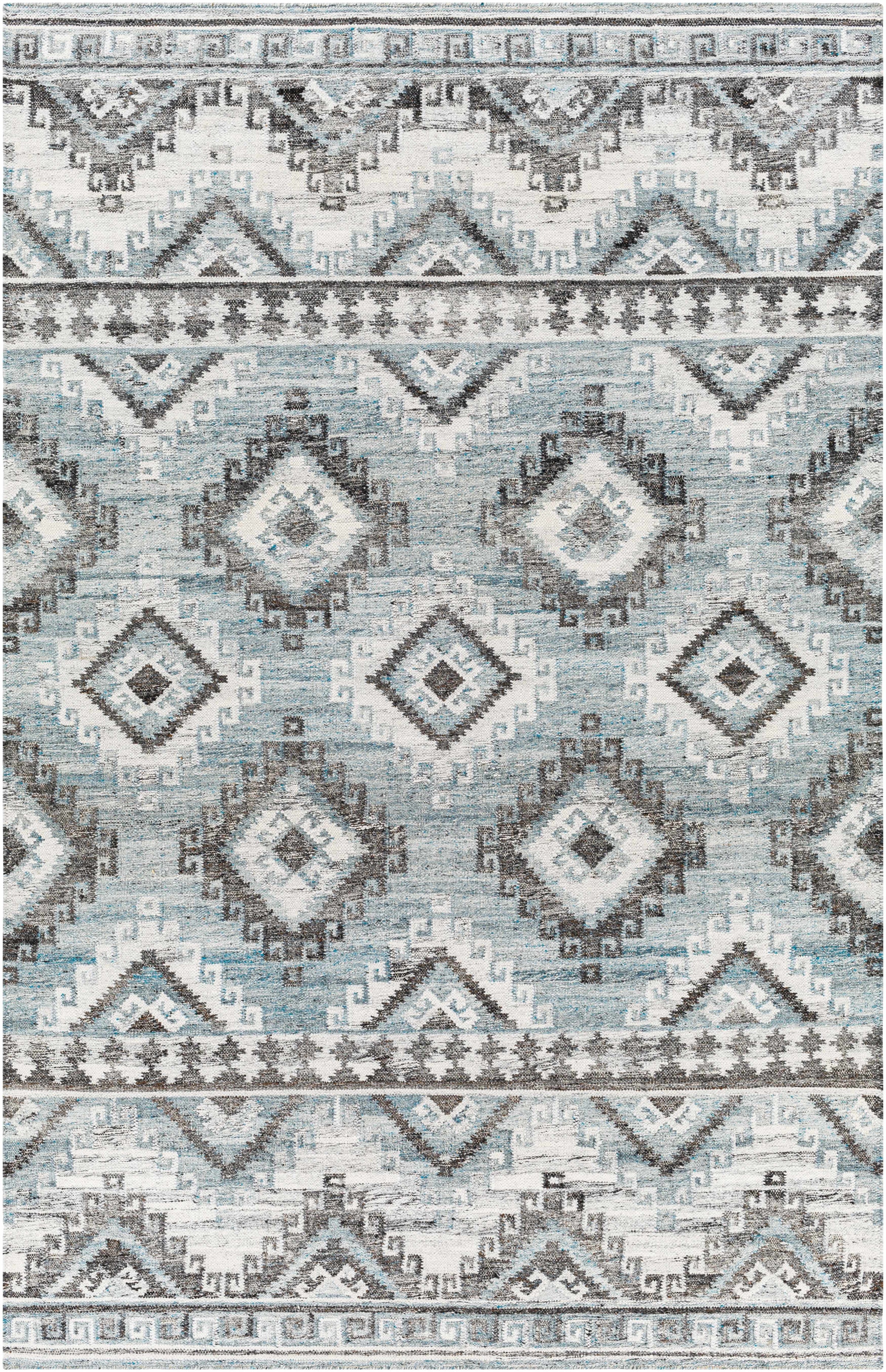 Gray Hand Woven 100% Recycled PET Yarn Rustic Rectangle Handmade rug, Indoor use only, no fringe, non-washable. runner also available
