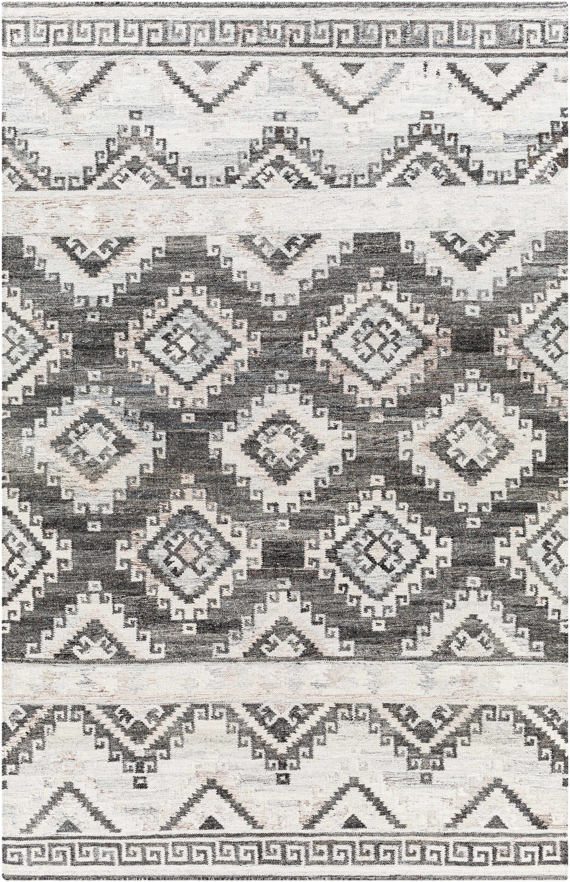 Black Hand Woven 100% Recycled PET Yarn Rustic Rectangle Handmade rug, Indoor use only, no fringe, non-washable. runner also available