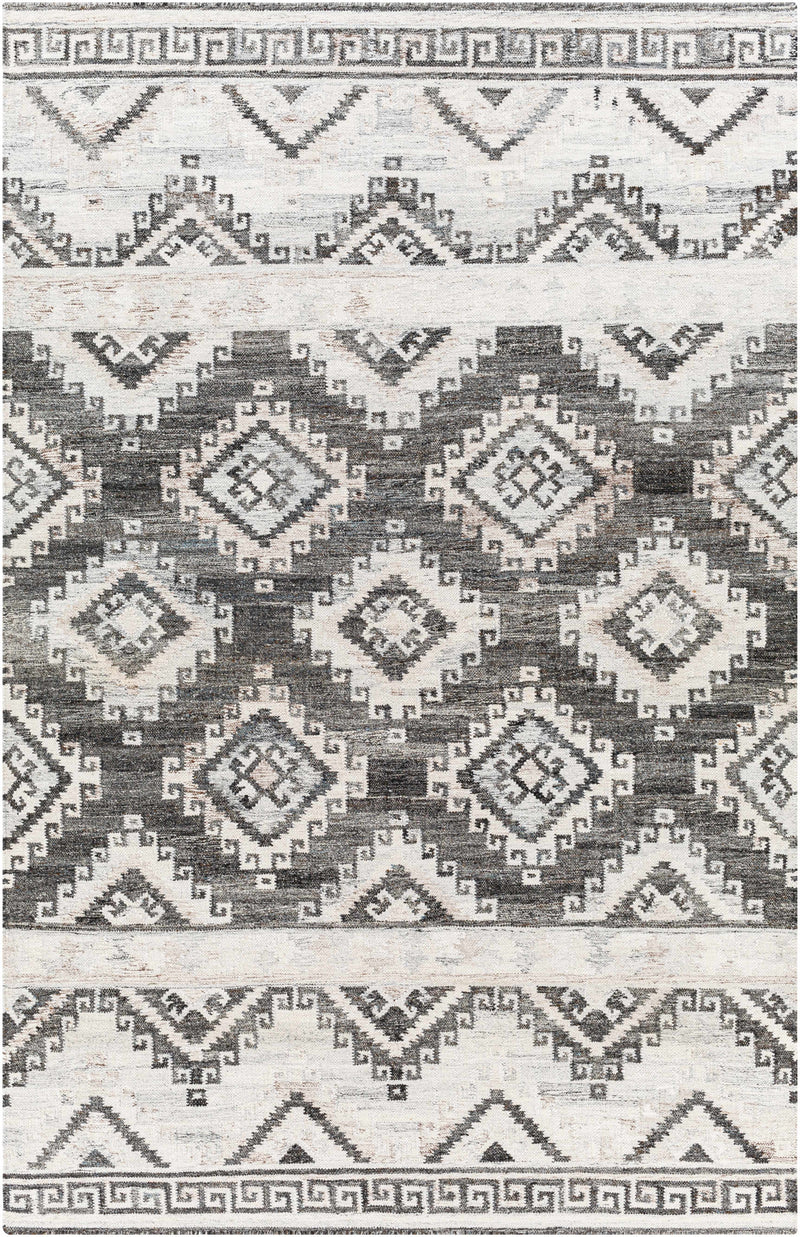 Black Hand Woven 100% Recycled PET Yarn Rustic Rectangle Handmade rug, Indoor use only, no fringe, non-washable. runner also available