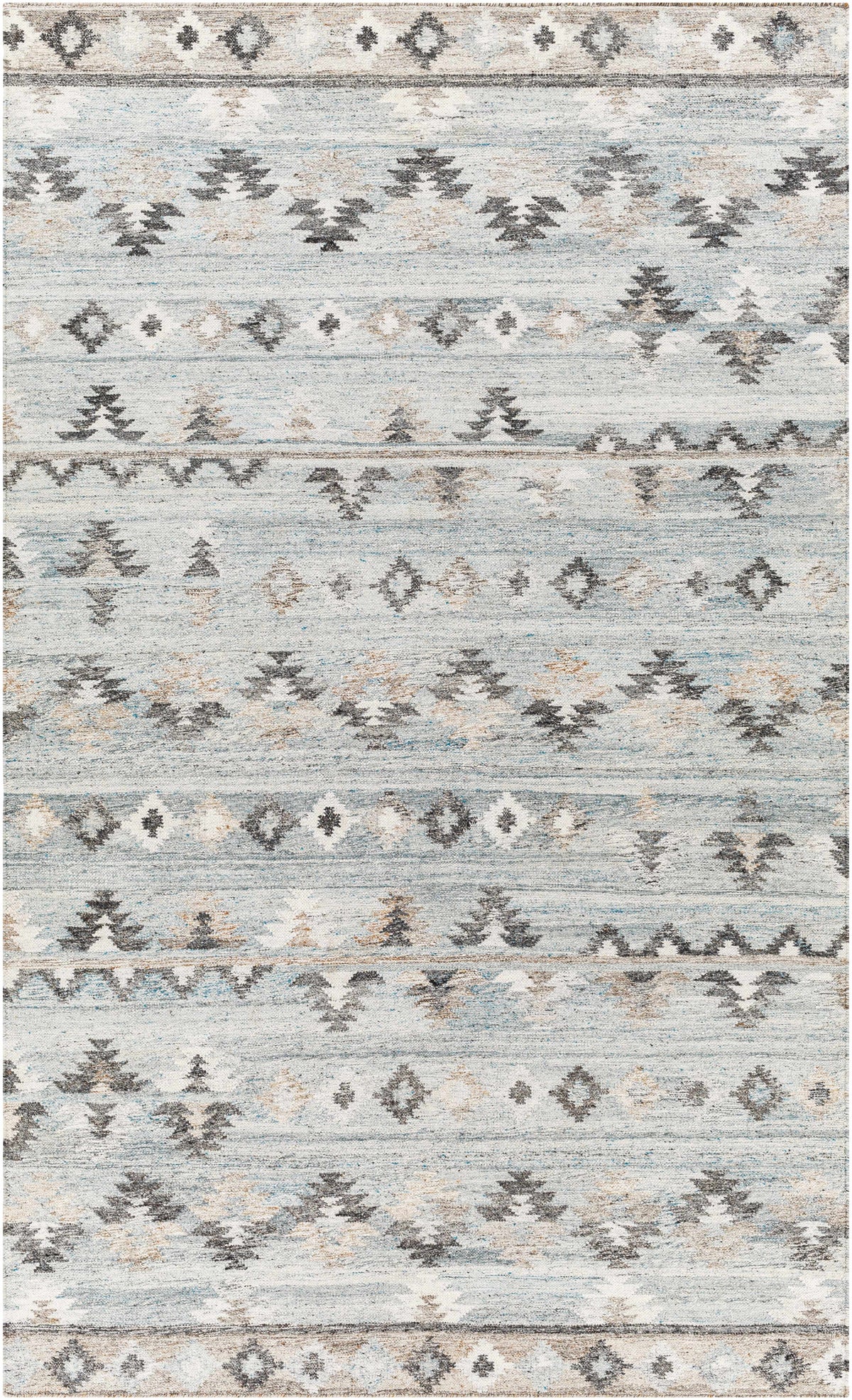 Pale Blue Hand Woven 100% Recycled PET Yarn Rustic Rectangle Handmade rug, Indoor use only, no fringe, non-washable. runner also available