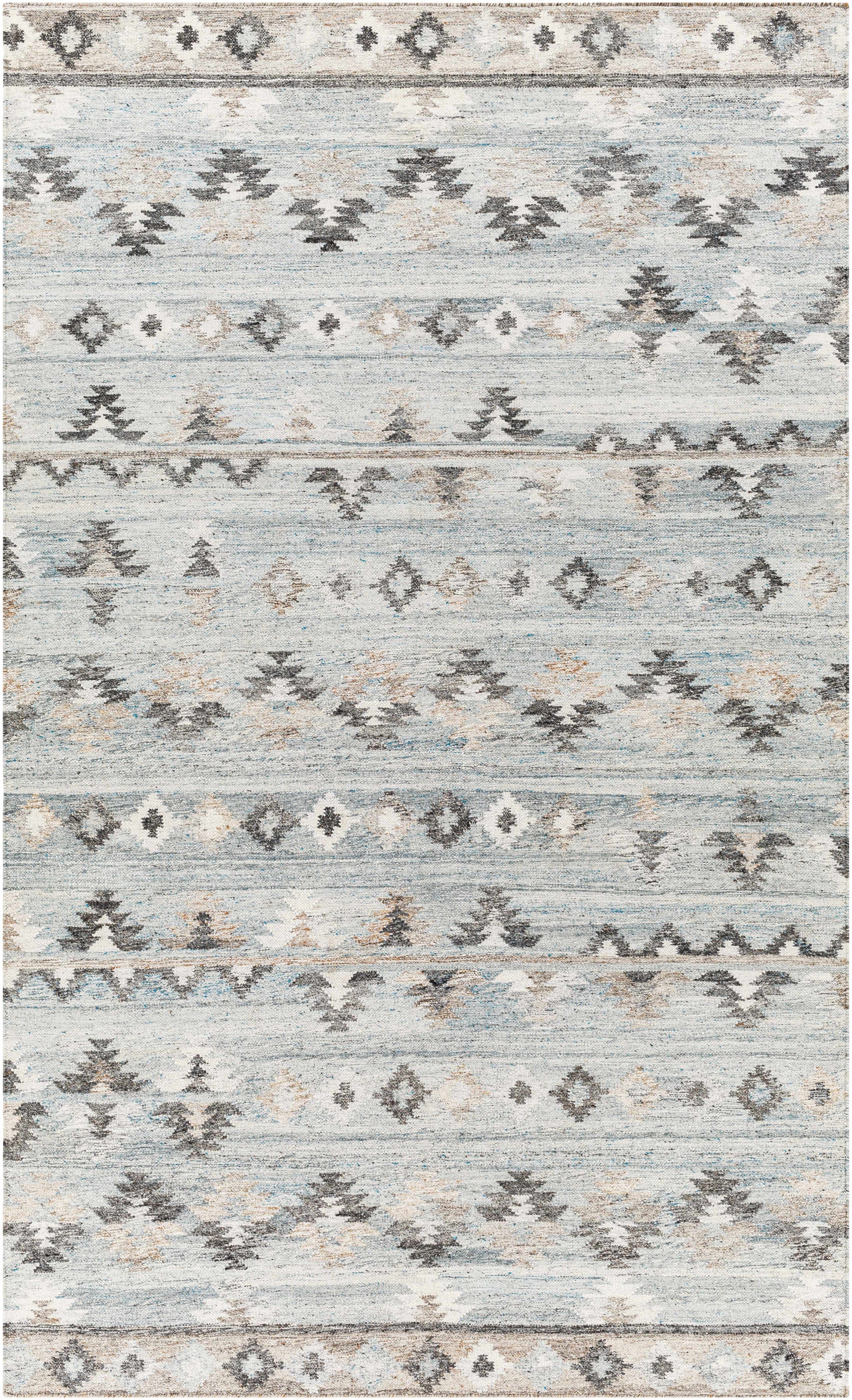 Pale Blue Hand Woven 100% Recycled PET Yarn Rustic Rectangle Handmade rug, Indoor use only, no fringe, non-washable. runner also available