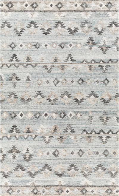Pale Blue Hand Woven 100% Recycled PET Yarn Rustic Rectangle Handmade rug, Indoor use only, no fringe, non-washable. runner also available