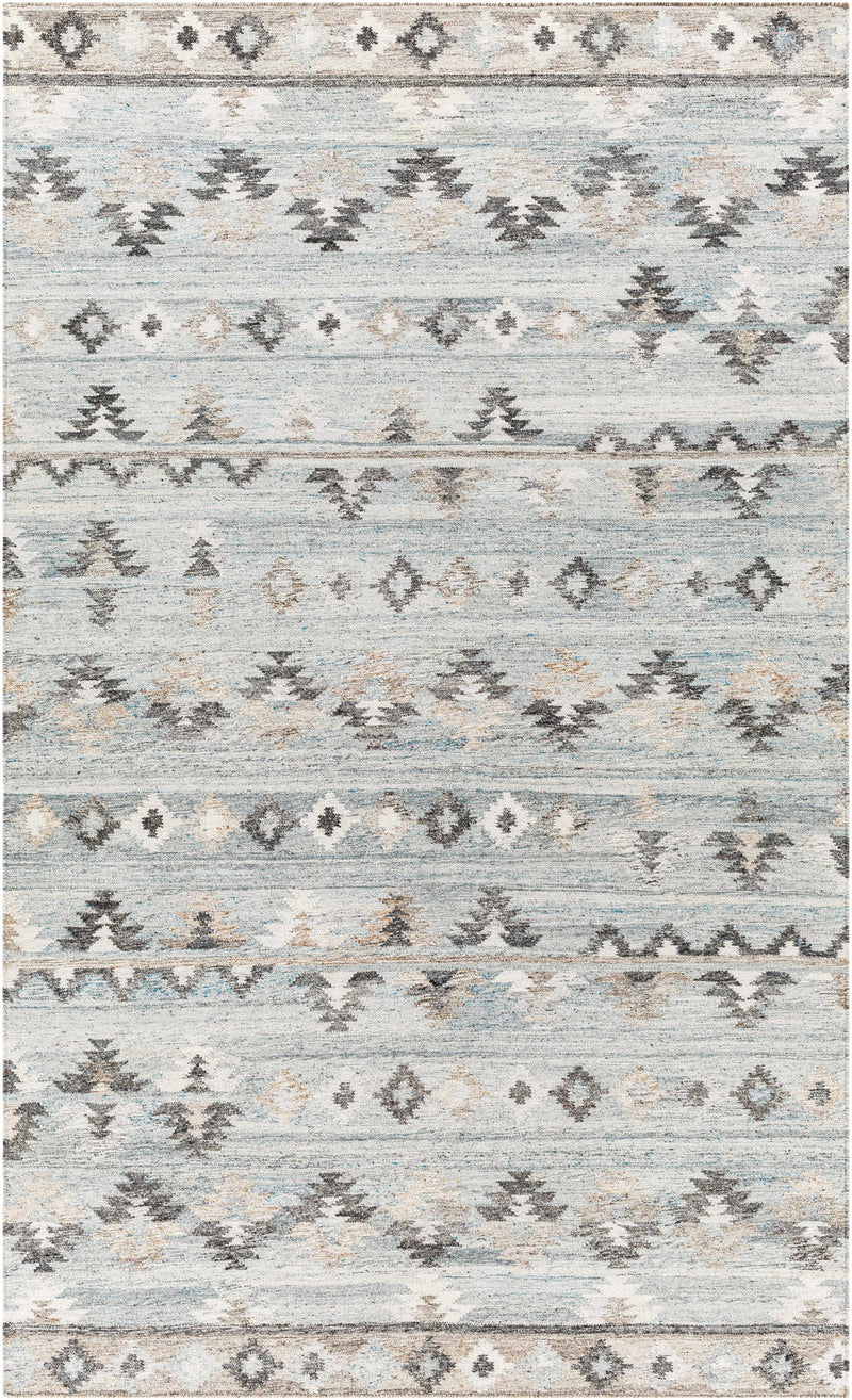 Pale Blue Hand Woven 100% Recycled PET Yarn Rustic Rectangle Handmade rug, Indoor use only, no fringe, non-washable. runner also available