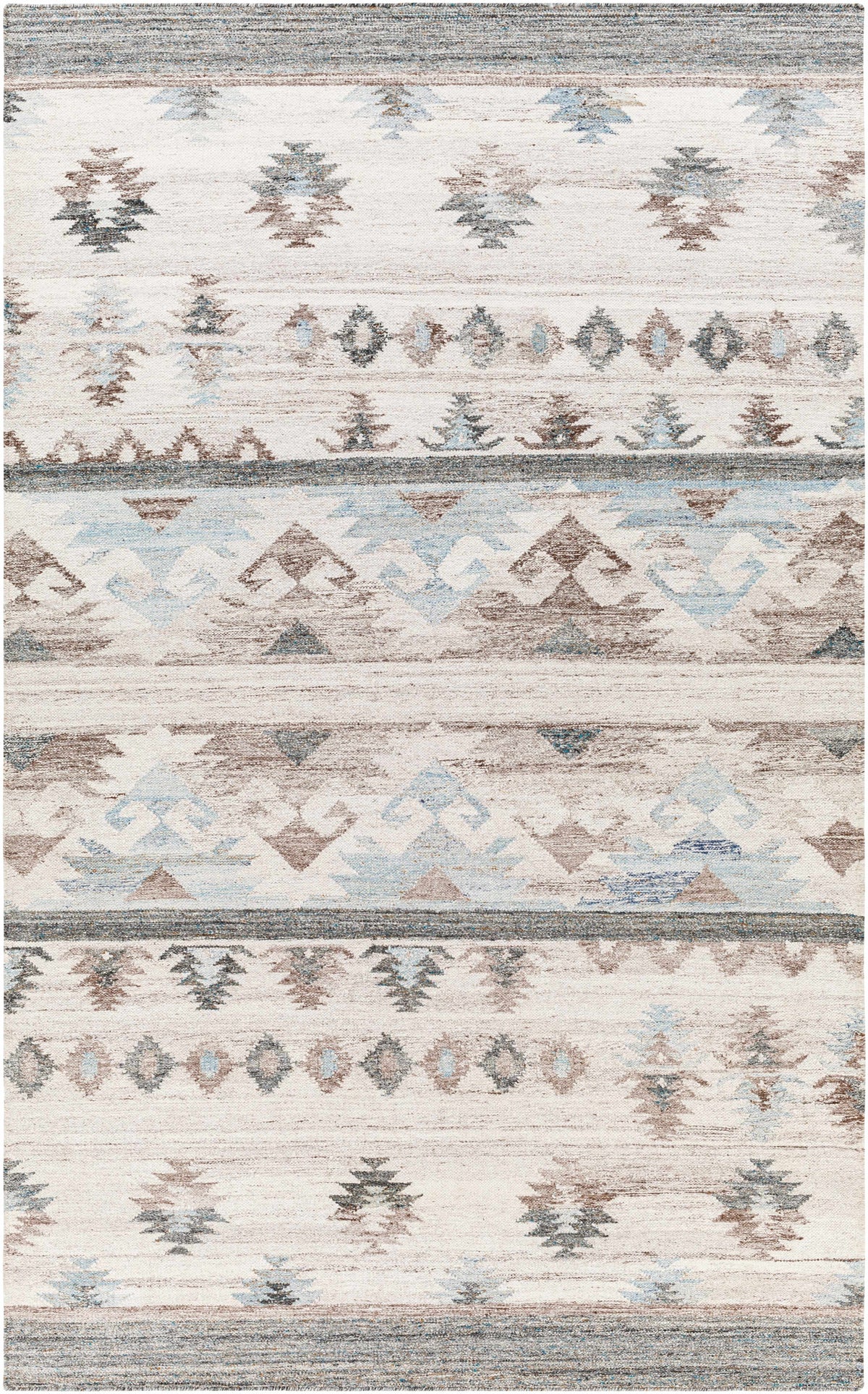 Ice Blue Hand Woven 100% Recycled PET Yarn Rustic Rectangle Handmade rug, Indoor use only, no fringe, non-washable.