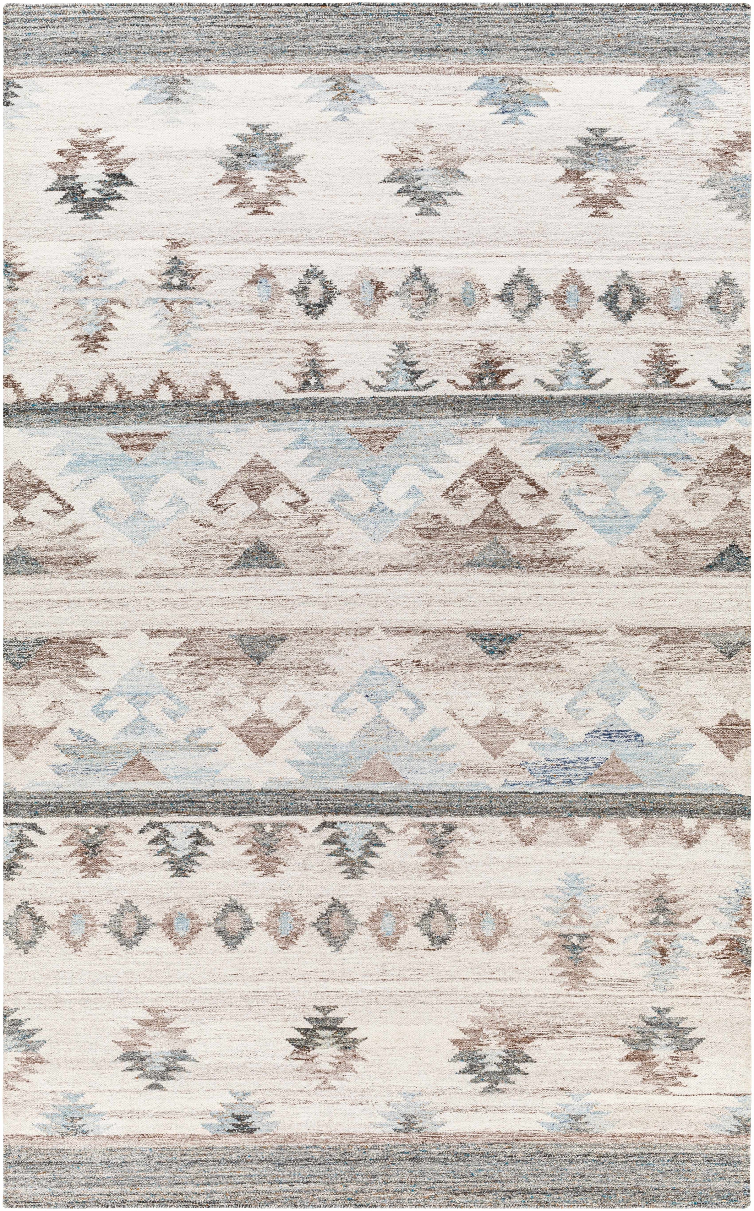 Ice Blue Hand Woven 100% Recycled PET Yarn Rustic Rectangle Handmade rug, Indoor use only, no fringe, non-washable.