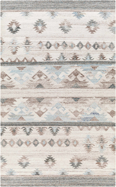 Ice Blue Hand Woven 100% Recycled PET Yarn Rustic Rectangle Handmade rug, Indoor use only, no fringe, non-washable.
