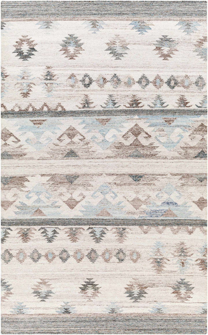 Ice Blue Hand Woven 100% Recycled PET Yarn Rustic Rectangle Handmade rug, Indoor use only, no fringe, non-washable.