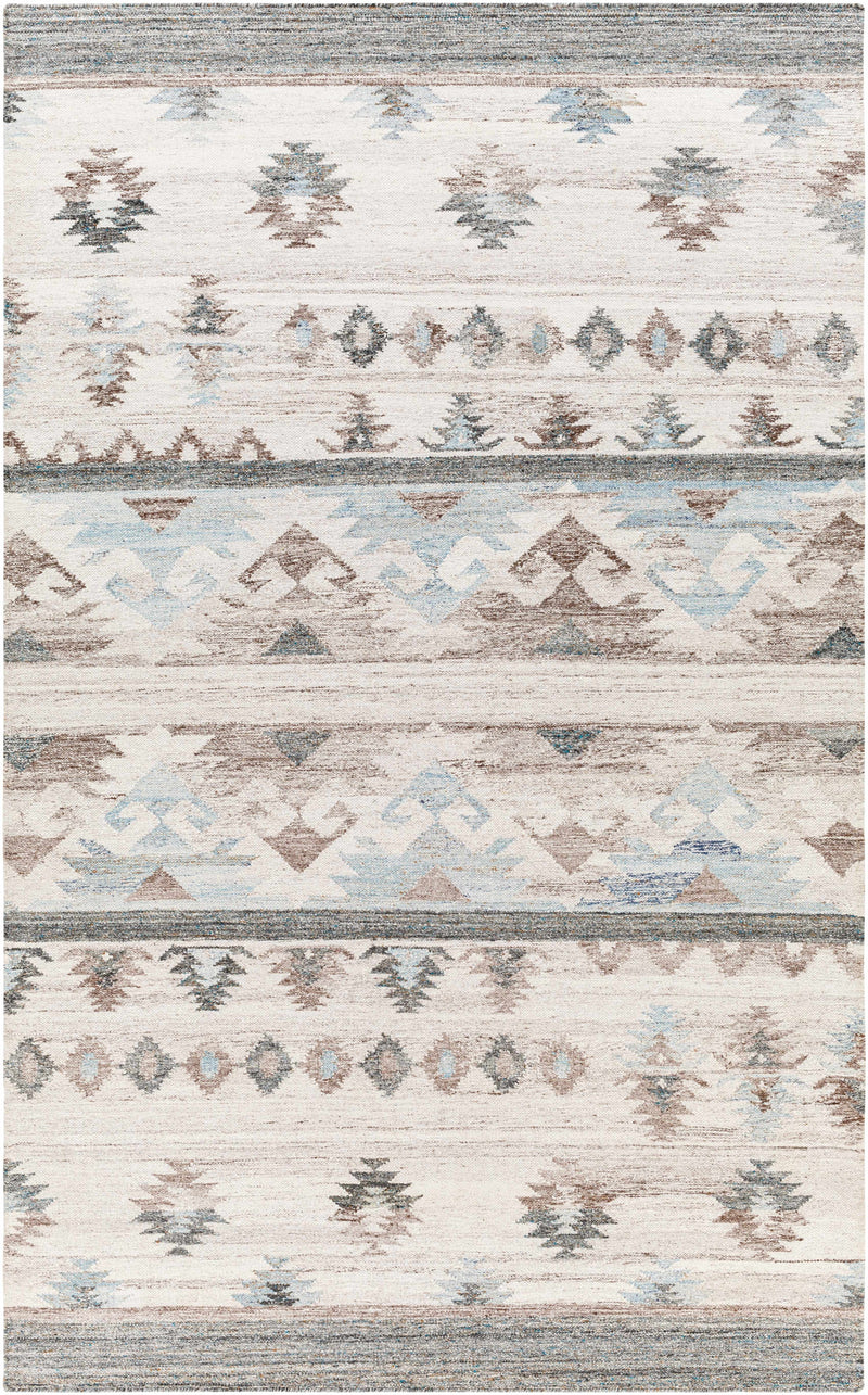 Ice Blue Hand Woven 100% Recycled PET Yarn Rustic Rectangle Handmade rug, Indoor use only, no fringe, non-washable.