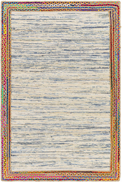 Tan Hand Loomed 85% Recycled Fabric, 15% Jute Modern Rectangle Handmade rug, Indoor use only, no fringe, non-washable. runner also available