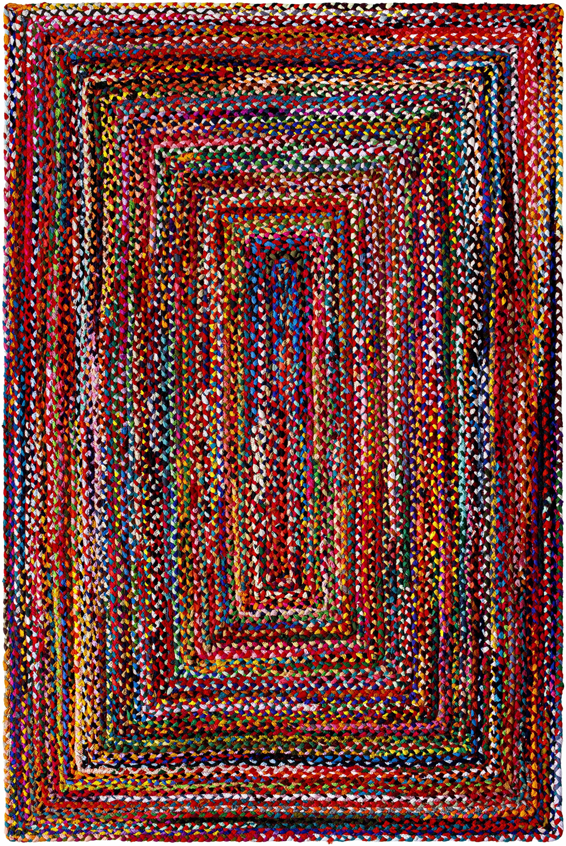 Crimson Hand Loomed 100% Recycled Fabric Modern Rectangle Handmade rug, Indoor use only, no fringe, non-washable. runner also available