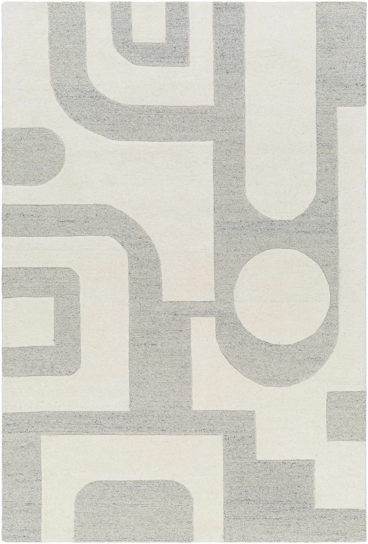 Beige Hand Tufted 100% Wool Modern Rectangle Handmade rug, Indoor use only, no fringe, non-washable.