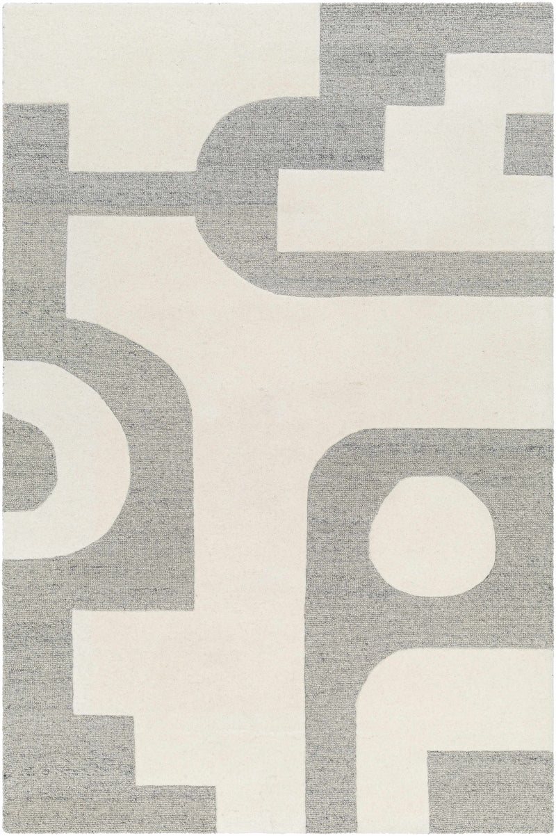 Beige Hand Tufted 100% Wool Modern Rectangle Handmade rug, Indoor use only, no fringe, non-washable.