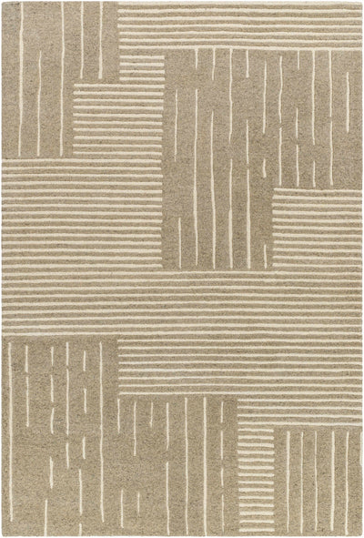Taupe Hand Tufted 100% Wool Modern Rectangle Handmade rug, Indoor use only, no fringe, non-washable.