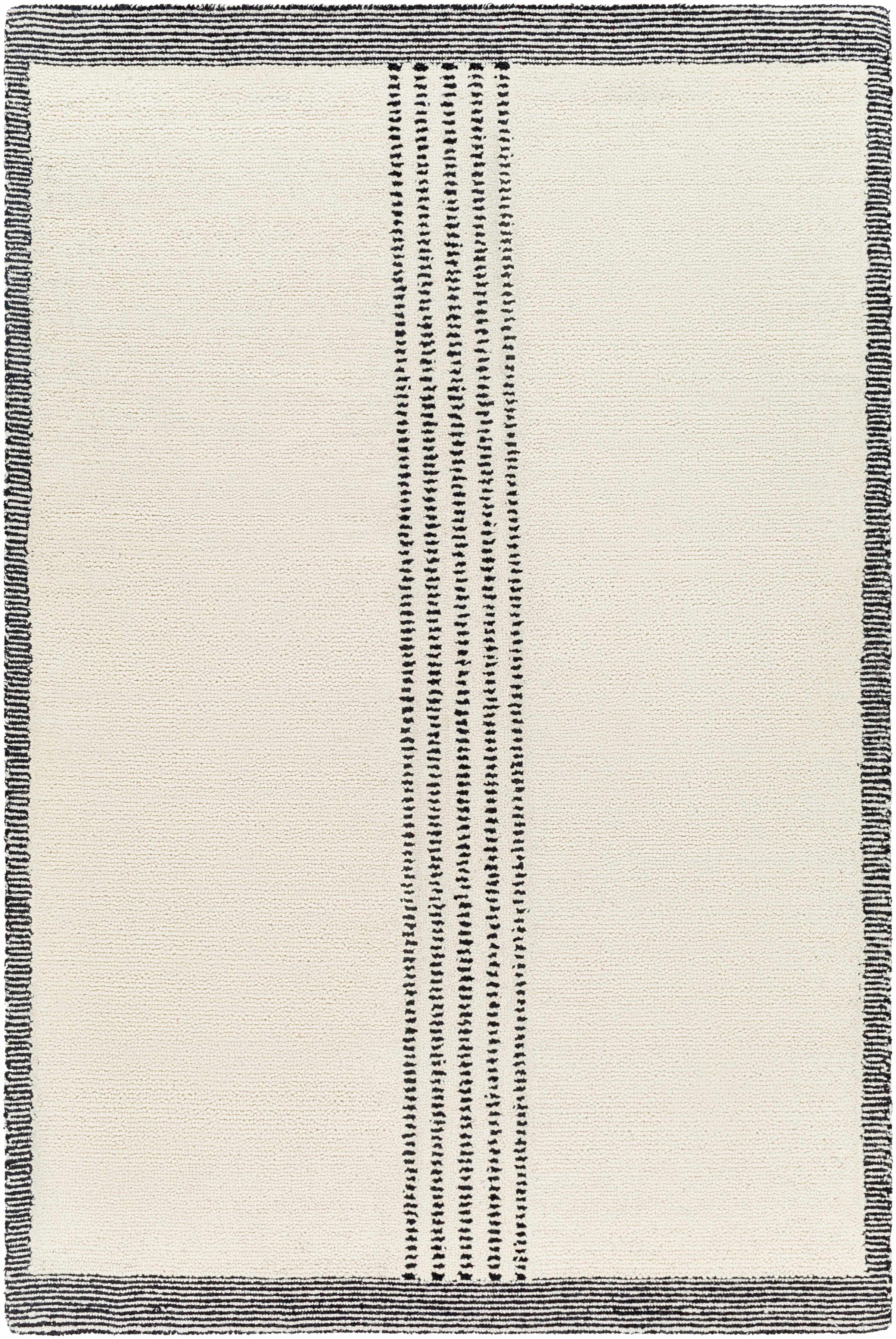 Black Hand Tufted 100% Wool Modern Rectangle Handmade rug, Indoor use only, no fringe, non-washable.
