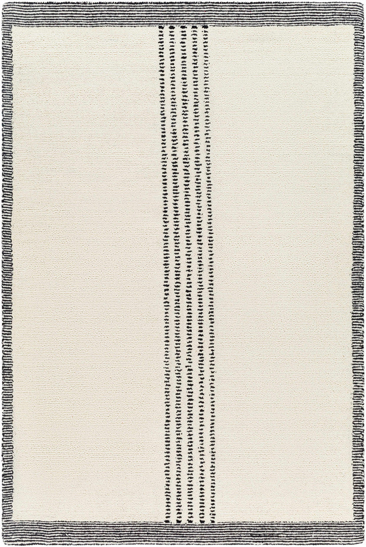 Black Hand Tufted 100% Wool Modern Rectangle Handmade rug, Indoor use only, no fringe, non-washable.
