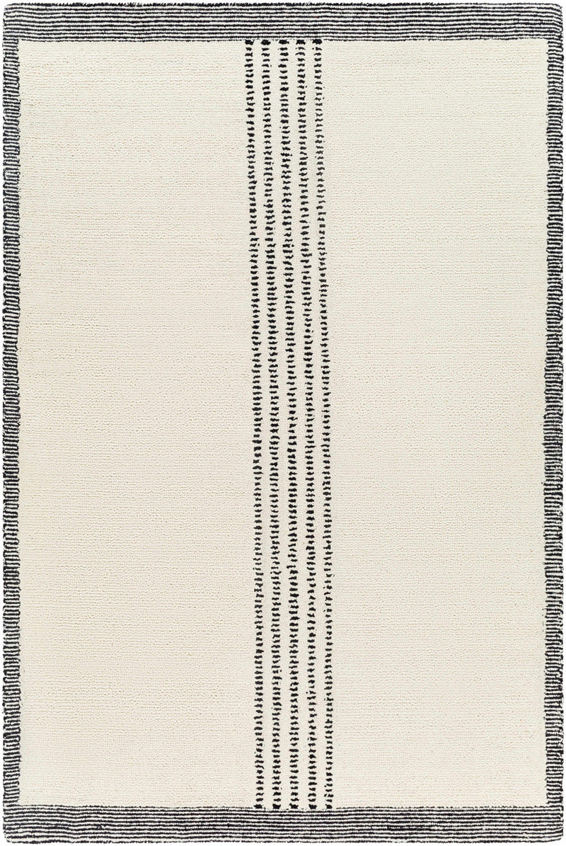Black Hand Tufted 100% Wool Modern Rectangle Handmade rug, Indoor use only, no fringe, non-washable.