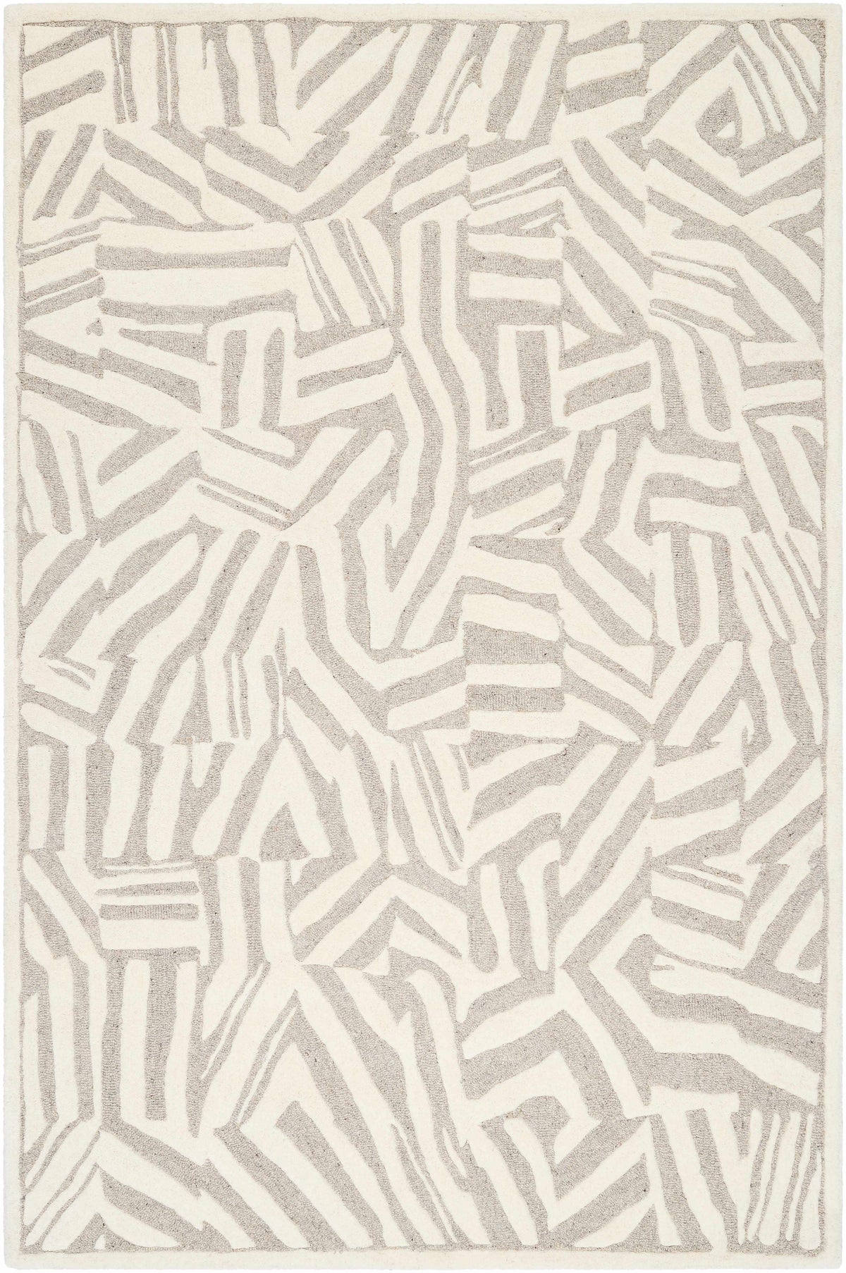 Beige Hand Tufted 100% Wool Modern Rectangle Handmade rug, Indoor use only, no fringe, non-washable.