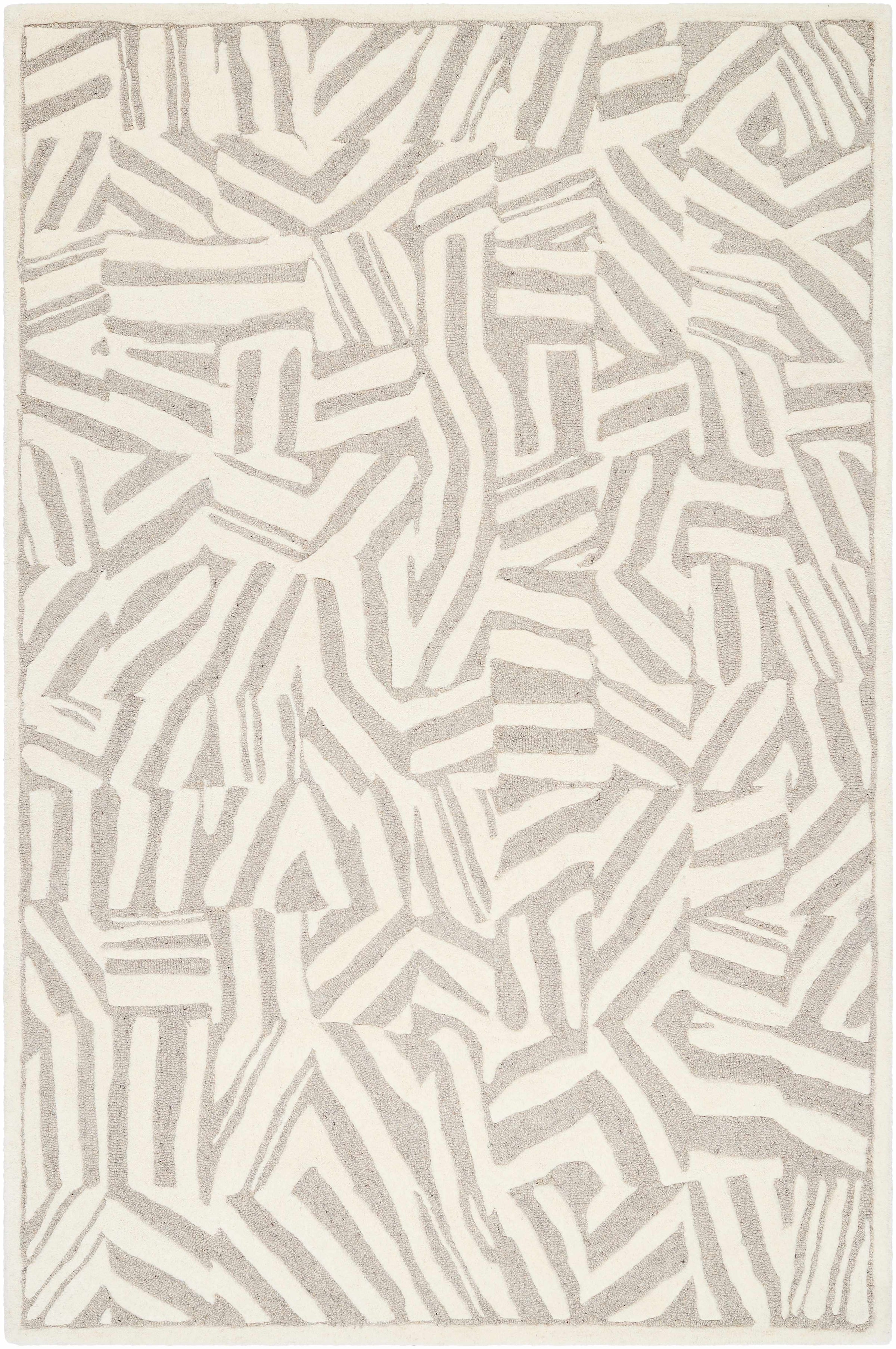 Beige Hand Tufted 100% Wool Modern Rectangle Handmade rug, Indoor use only, no fringe, non-washable.
