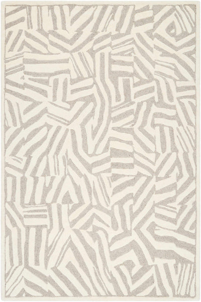 Beige Hand Tufted 100% Wool Modern Rectangle Handmade rug, Indoor use only, no fringe, non-washable.