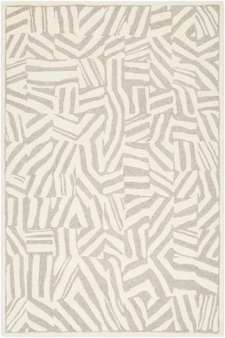 Beige Hand Tufted 100% Wool Modern Rectangle Handmade rug, Indoor use only, no fringe, non-washable.
