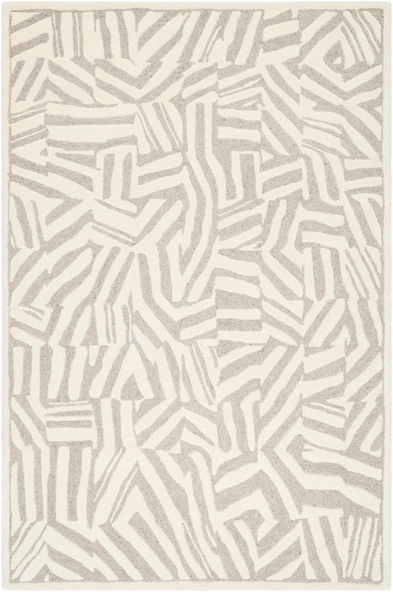 Beige Hand Tufted 100% Wool Modern Rectangle Handmade rug, Indoor use only, no fringe, non-washable.