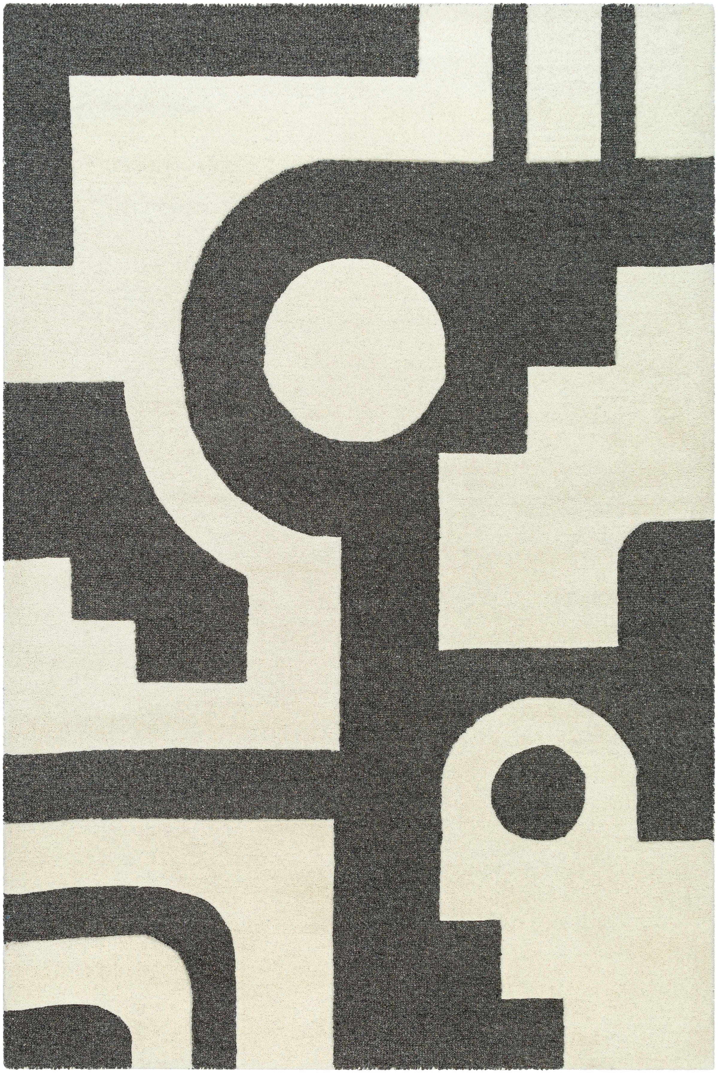 White Hand Tufted 100% Wool Modern Rectangle Handmade rug, Indoor use only, no fringe, non-washable.
