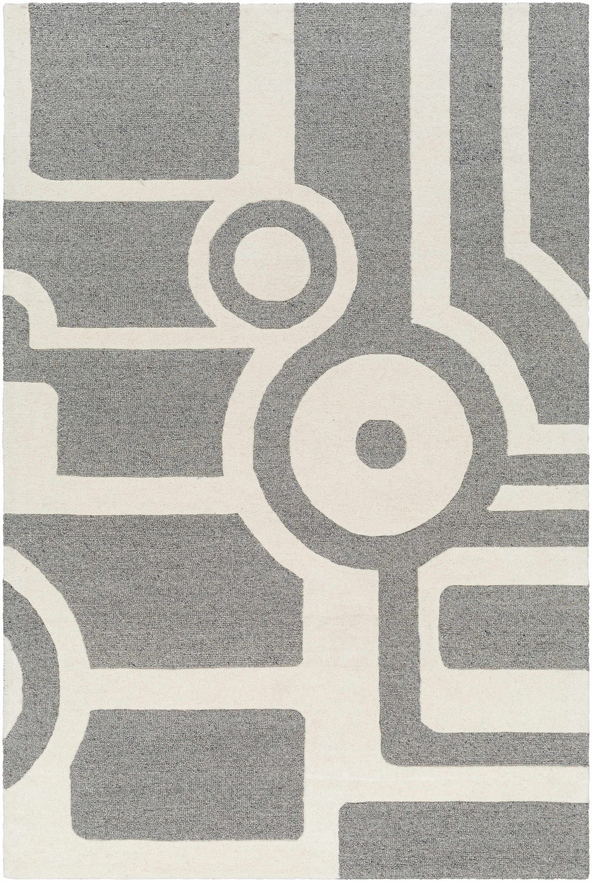 Beige Hand Tufted 100% Wool Modern Rectangle Handmade rug, Indoor use only, no fringe, non-washable.
