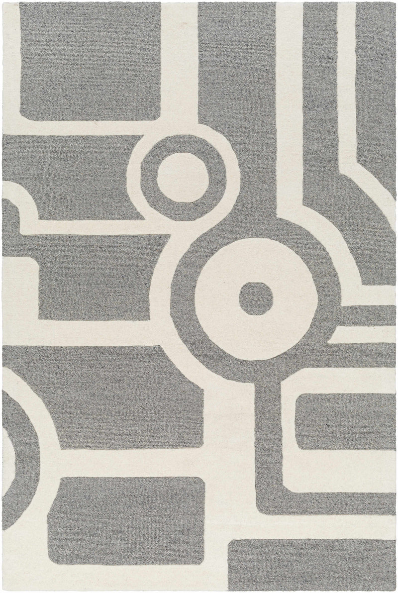 Beige Hand Tufted 100% Wool Modern Rectangle Handmade rug, Indoor use only, no fringe, non-washable.