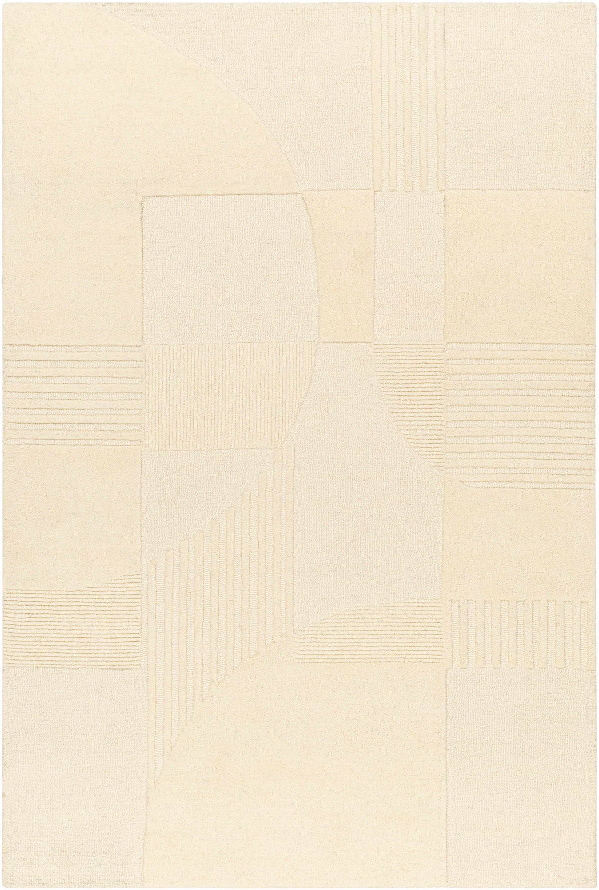 Cream Hand Tufted 100% Wool Modern Rectangle Handmade rug, Indoor use only, no fringe, non-washable.